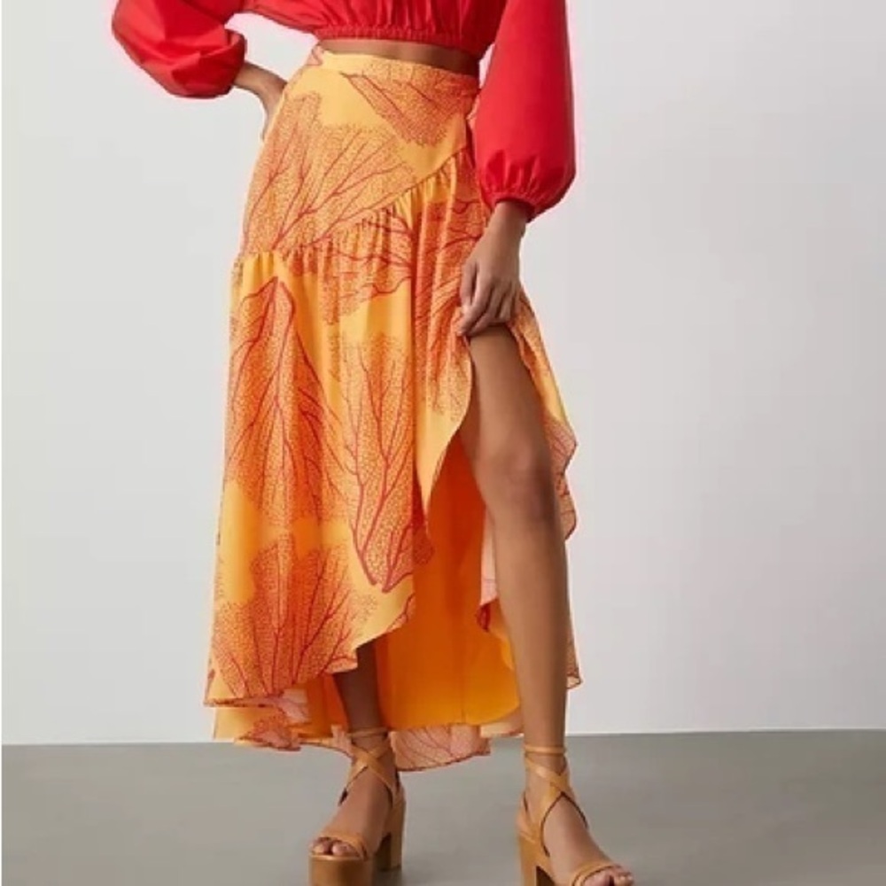 Anthropologie Hutch Printed Wrap Maxi Skirt